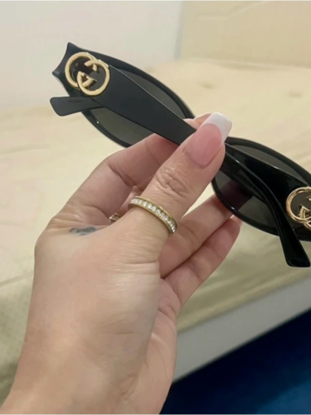 Gucci Black Sunglasses with Gold GG Emblems